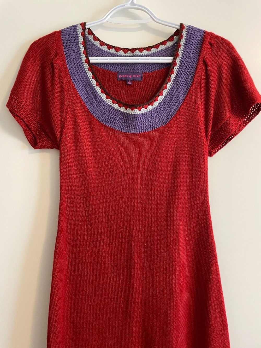 Peace & Love Midi Red Knit Fit & Flare Dress